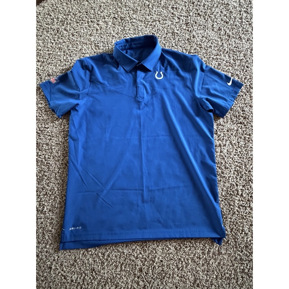 Nike Indianapolis Colts NFL Dri Fit Polo Shirt Men's Large Blue On Field